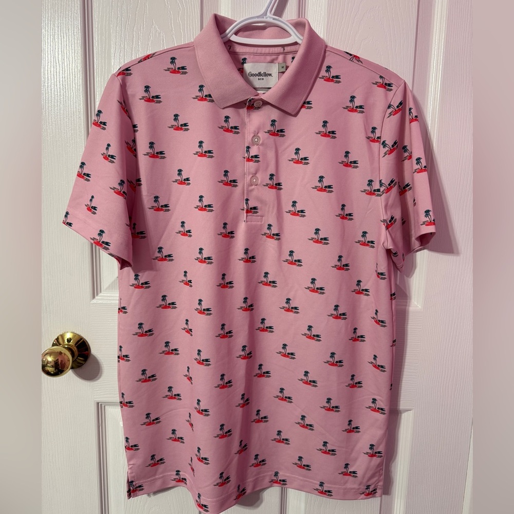 Goodfellow & Co Men's Patterned Pink Polo Shirt